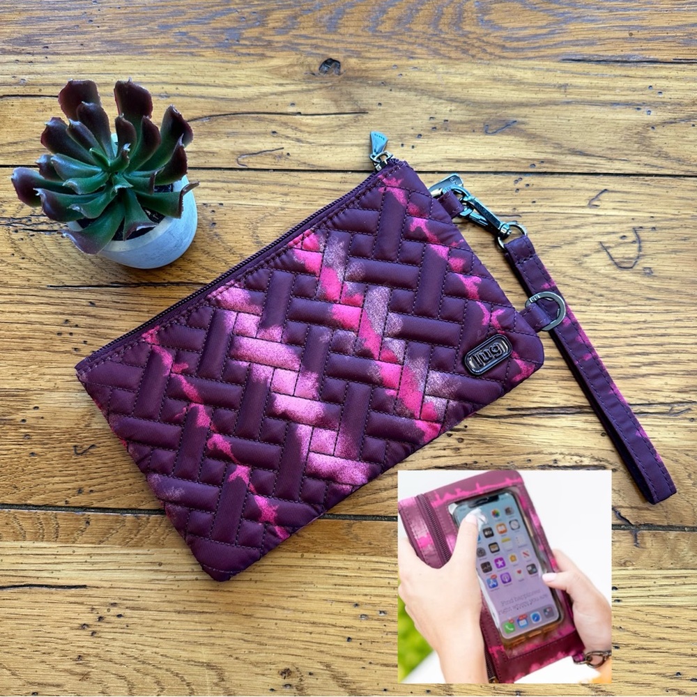 Lug Peekaboo Wristlet Phone Bag Shibori Wine RFID